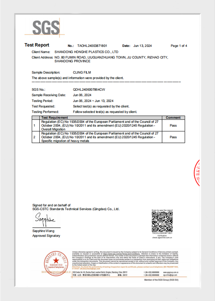CLING FILM SGS EU TEST